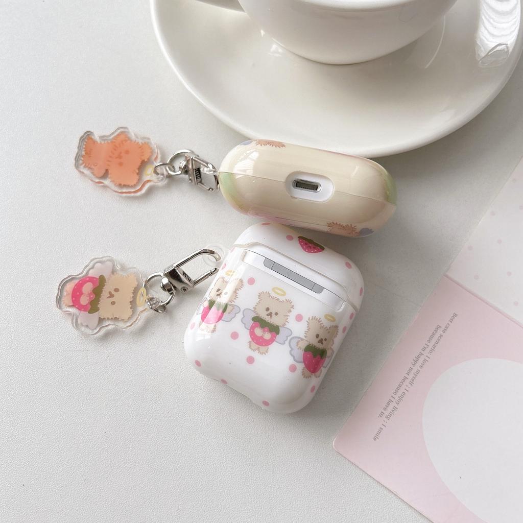 Cute strawberry angel bear suitable for AirPods1 earphone case Apple airpodspro1 protective case 1/1st generation