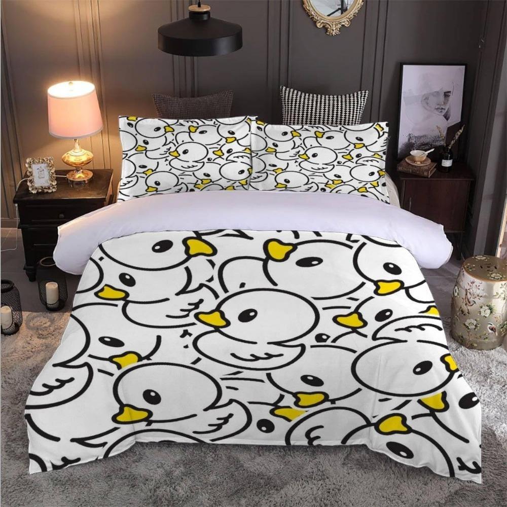 Ente Niedlich Bettbezug Flauschig Hypoallergen Bettwäscheset 3-teilig Teenager Jungen Mädchen Mikrofaser Bettset Zimmerdekoration Bettbezug