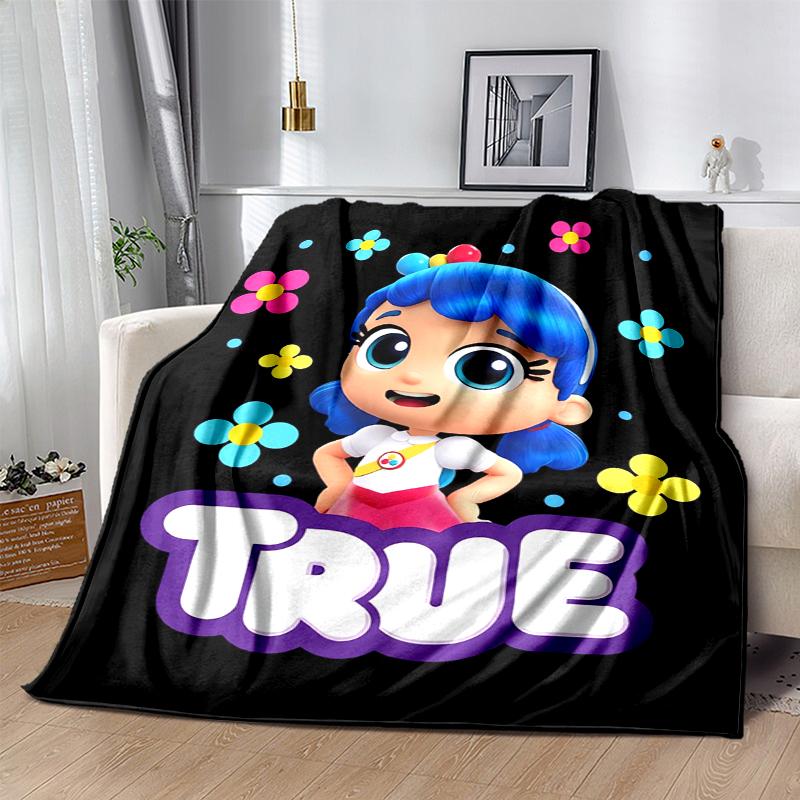 True and the Rainbow Kingdom Flannel Blanket Soft Warm All-Season Throw, Design for Camping, Car Travel, Hiking Sofa, Bed, Perfect Gift for Parties