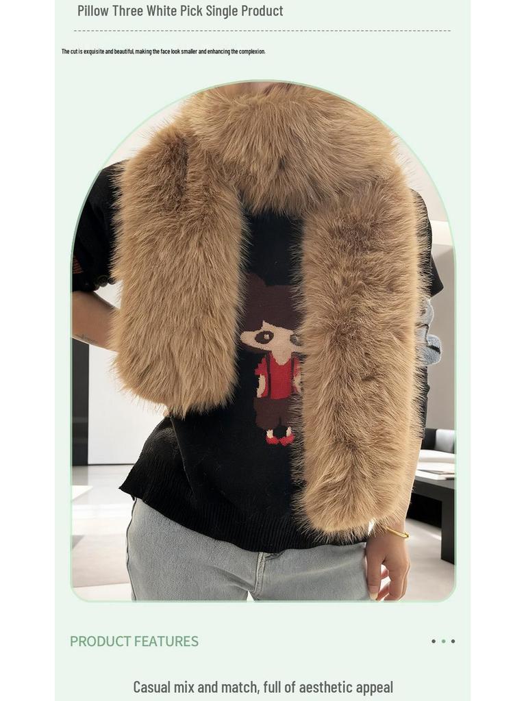 European and American Style Thickened Imitation Fox Fur Scarf: Warm, Versatile, Plush Neck Warmer