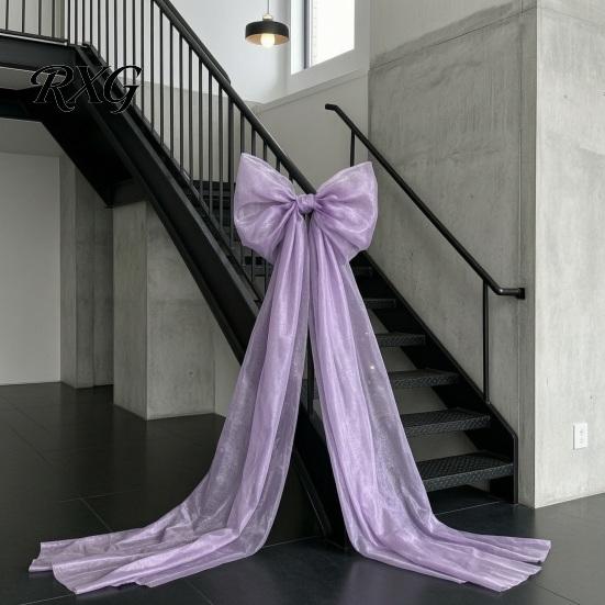 Giant Christmas Bows for Outdoor Decor 79x20 Inch Bow Tree Topper, Oversized Tulle Large Decorative Weddings Ornament with Long Streamer Home