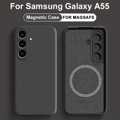 Silicone Magnetic Phone Case For Samsung S24 S23 S22 S21 S25 Ultra A55 A54 A35 A25 A15 5G Case For Magsafe Wireless Charge Cover