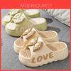 Womens Summer Thick Sole Eva Flat Slides With Bow For Casual Home Wear