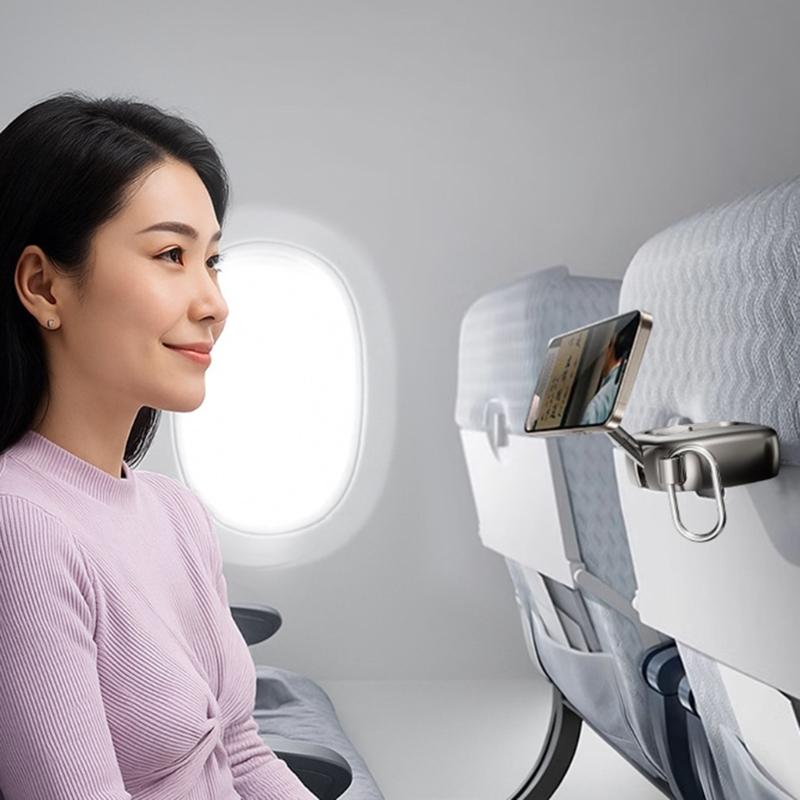 Compact Travel Foldable Magnetic Phone Mount Support Stand With Secure Carabiner Clip And 720° Adjustable Viewing Angle