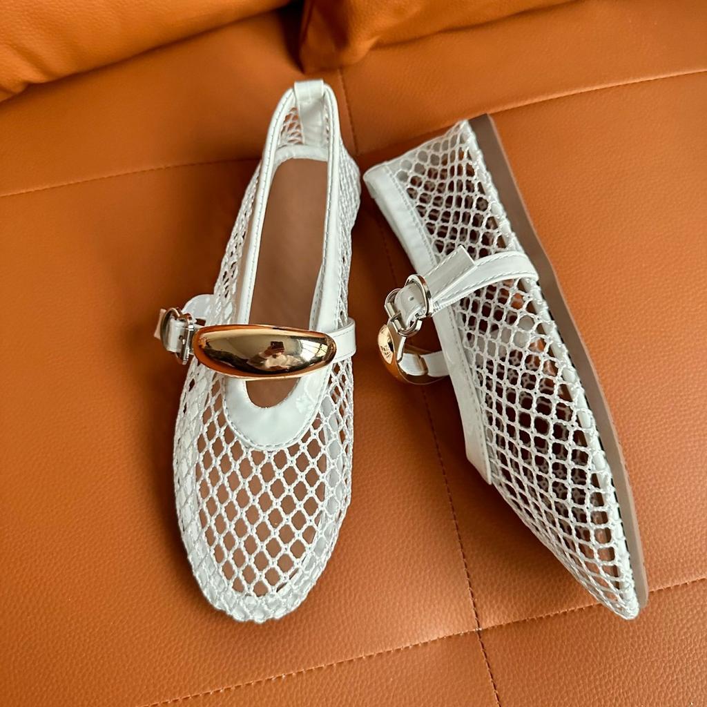 Ladies' Elegant Ballet Shoes - From Formal To Casual, with Cushioned Insoles and Non Slip Rubber Soles - Black Metal Eyelets Flat Shoes