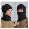 2Pcs/Set Adults Neck Warmer Hat Solid Color Thickened Stretchy Thermal Windproof Keep Warm Super Soft Autumn Winter Men Women