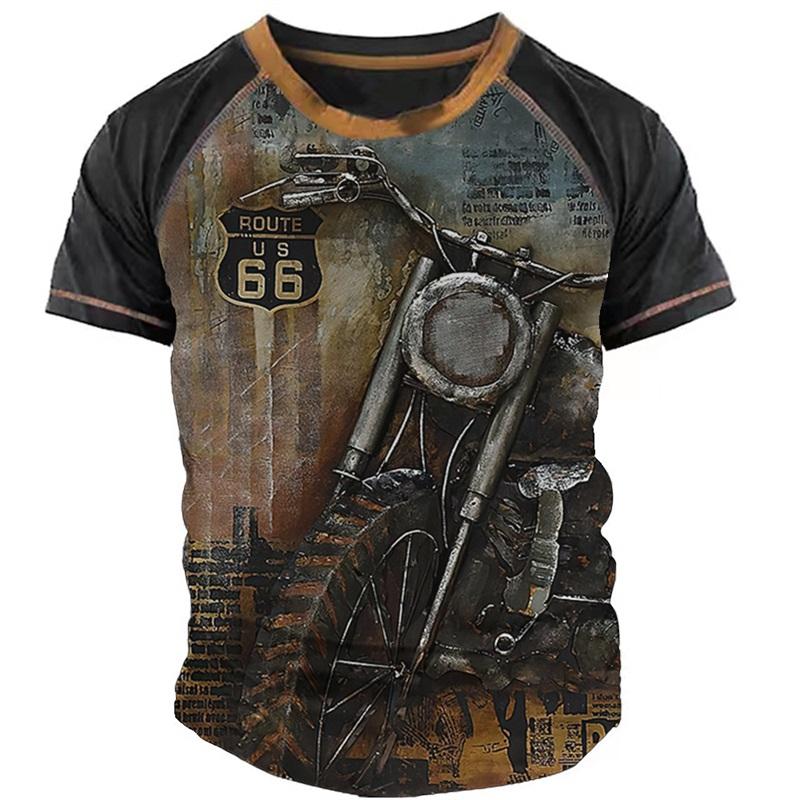Vintage Motorcycle T Shirts For Men 3d Print Graphics T-shirts For Men Short Sleeve Male Motorcycle Shirts Tee Tops Streetwear