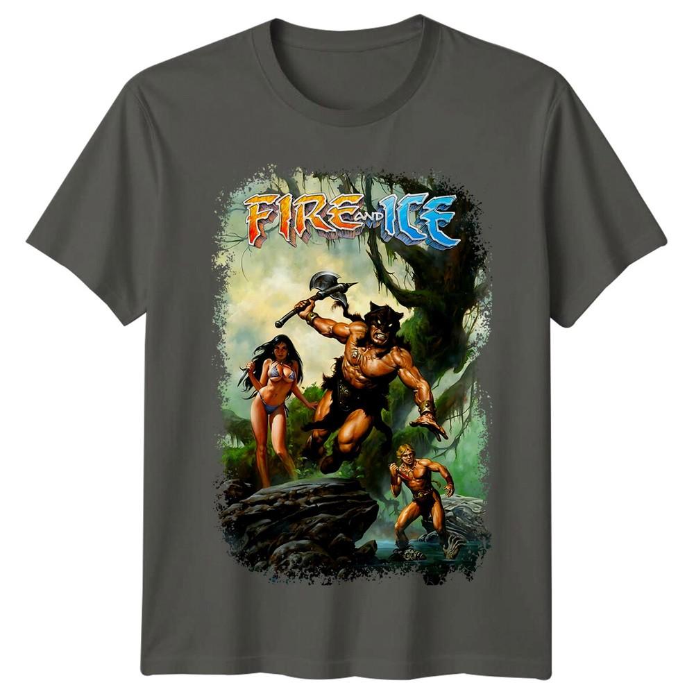 Fire And Ice 1983 Movie Poster Inspired Tshirt Retro 80s Tee