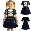 Robe Quotidienne Décontractée Filles Enfants Mignonne Imprimé Dessin Animé Manches Courtes Tenue de Danse Robe de Princesse 2-12 Ans