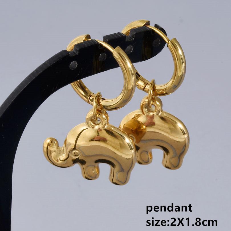 Gold Color Animal Pendant Earring Cute Sea Turtle Fish Tail Crab Stainless Steel Hoop Earrings for Women Men Accessories Jewelry