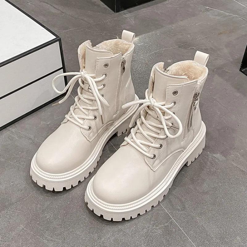 Fashion 2024 New Korean Fashion Casual Knight Autumn Biker Boot Platform Short Thick Bottom Black Ankle Boots Woman