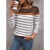 Women's T-shirt 3D stripe color block print fashion long sleeve round neck regular top holiday weekend spring and autumn