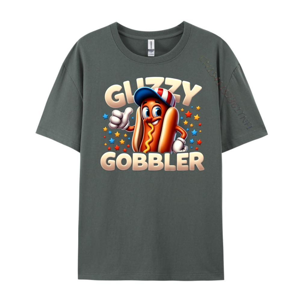 Funny Number One Glizzy Gobbler Hot Dog The 4th Of July Mens Korean Fashion Mens TShirts Vintage Style