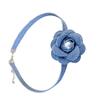 Blue Denim Strip with Large Flower Choker Necklace for Women Trendy 2024 Fashion Neck Jewelry Accessories Ladies Girls