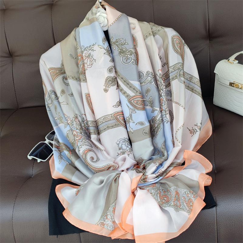 180*90cm Brand Designer Silk Scarf Female Foulard Bandana Long Shawls Wraps Winter Neck Scarves Pashmina Lady Hijab Luxury New