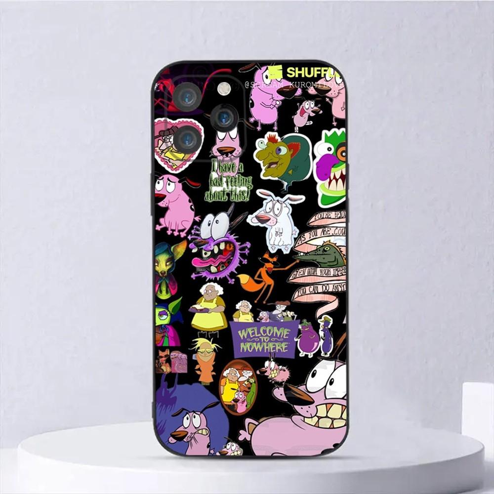 

C-Courage the C-Cowardly Dog Phone Case For iPhone 16,15,14,13,12,11,Plus,Pro Max,XS,X,XR,SE,Mini,8,7 Soft Silicone Black Cover iPhone13mini