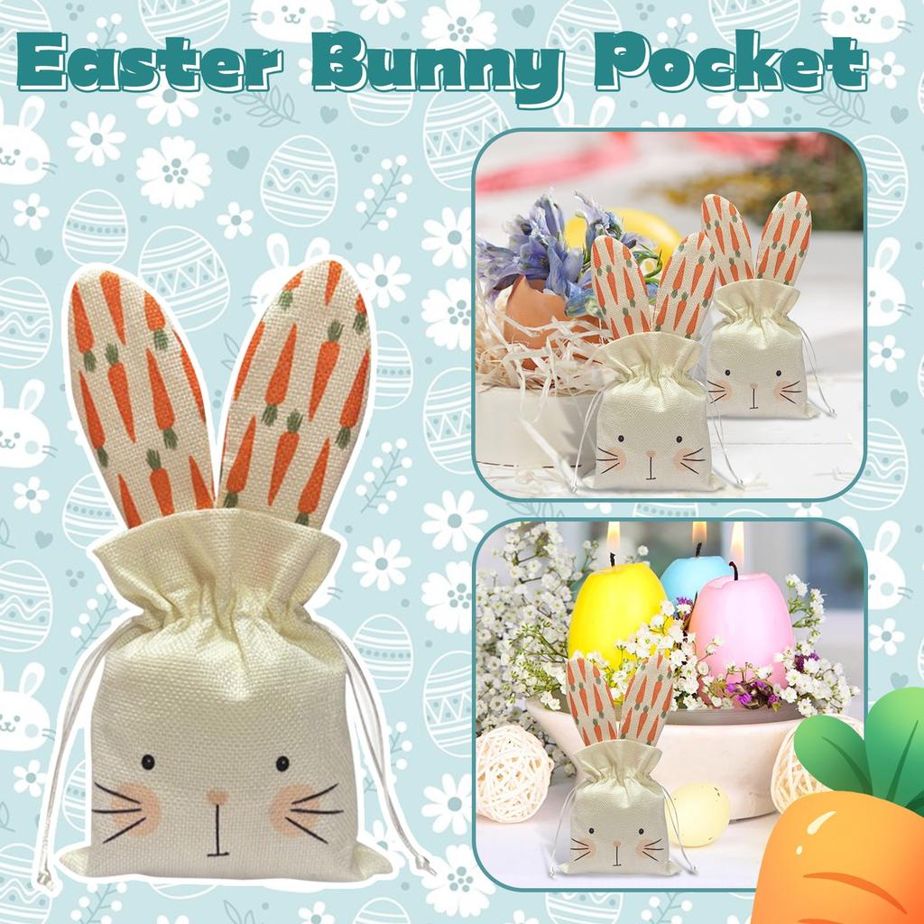 Påskhare Tygpåse, Söt Godis Beige Dragskopåse Trädgårdste Fest Gåva Prydnad Förbrukningsmaterial