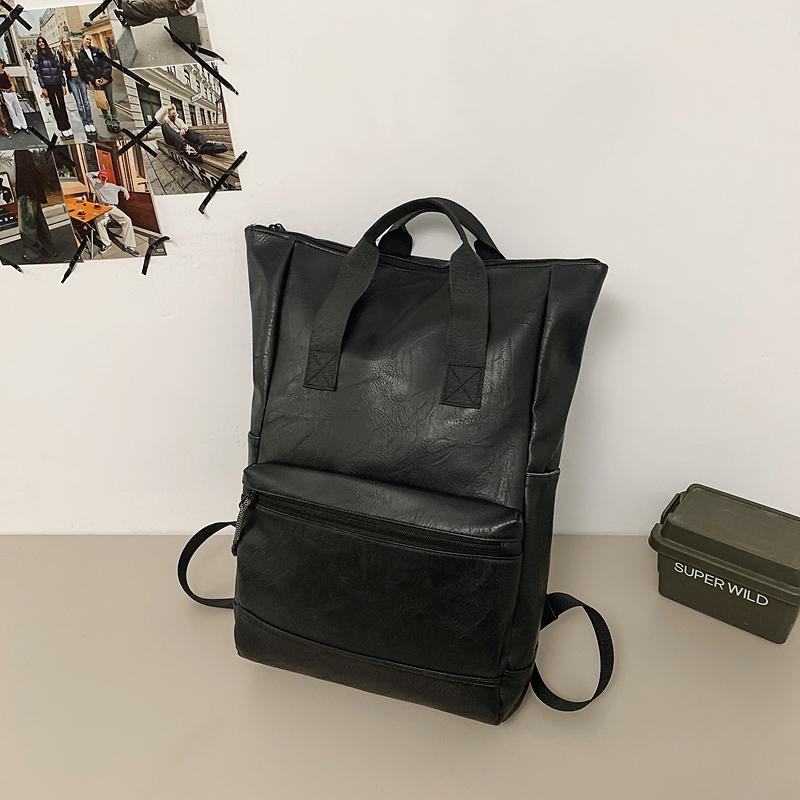 PU Backpack Men's Laptop Backpack Student Travel Commuter Bag