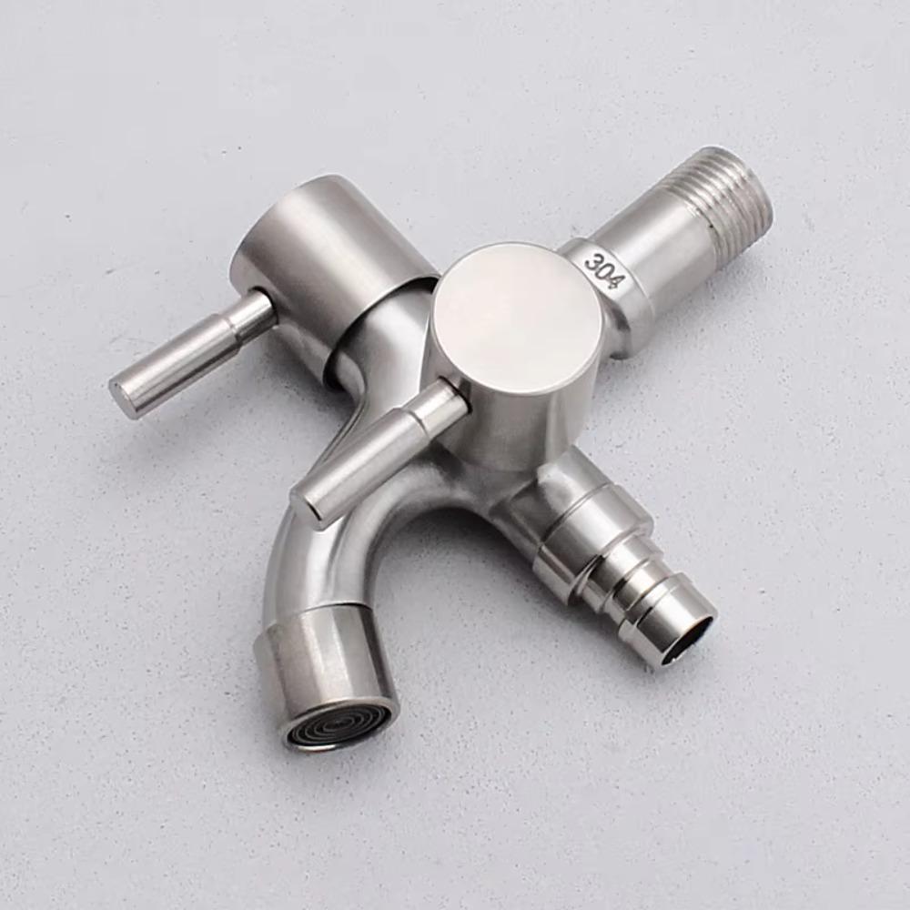 Antiseptic Double-outlet Garden Faucet Rust-proof Garden Water Tap Washing Machine Faucet  Bathroom