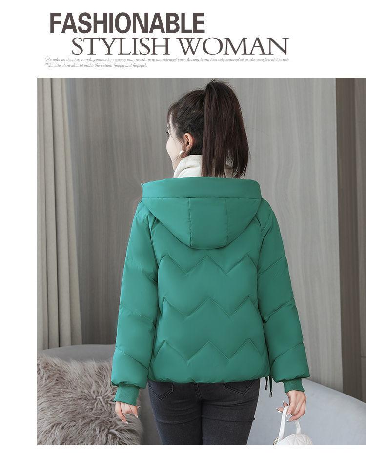 Women’s Short Hooded Windproof Thicken Warm Winter Jacket With Big Pocekt