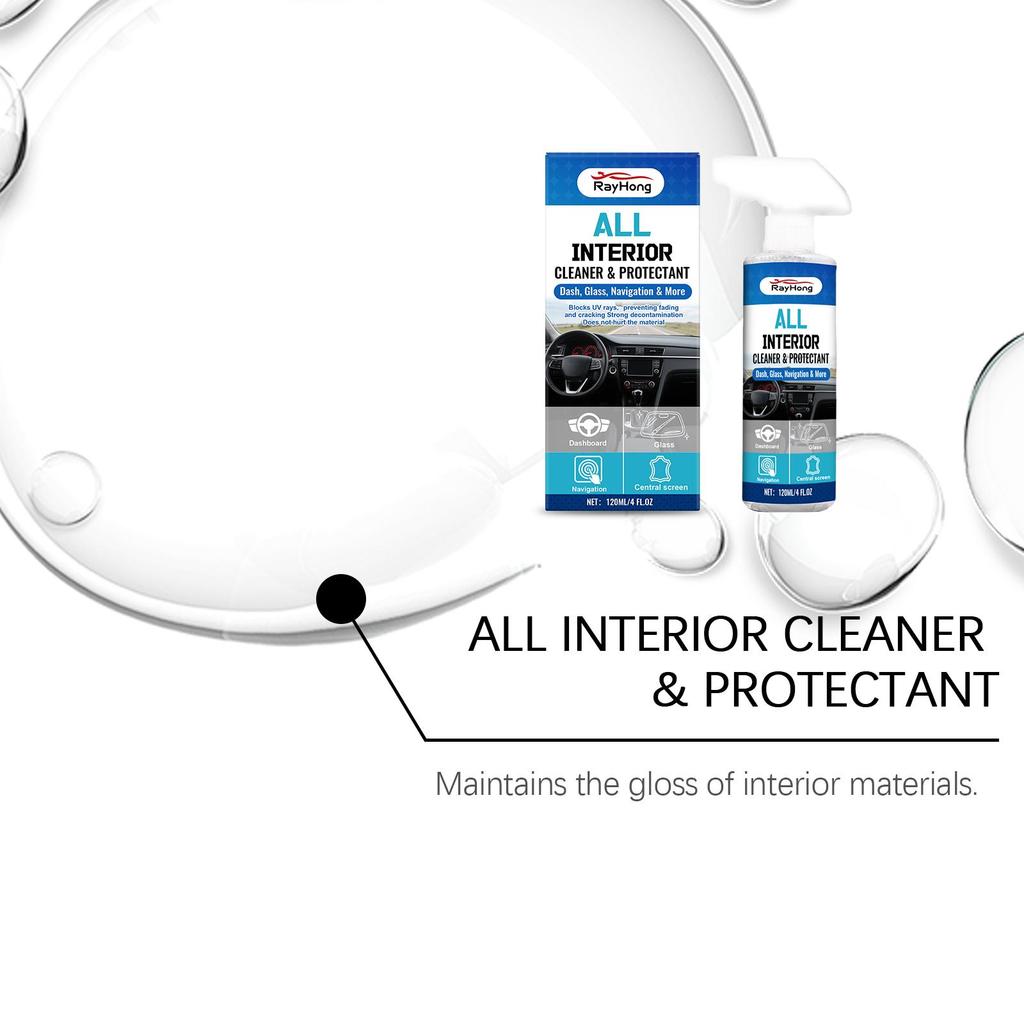 Rayhong Car Interior Cleaning and Care Spray Interior Surface Cleaner, Stain Remover, and Conditioner for Leather and Fabric 120ml