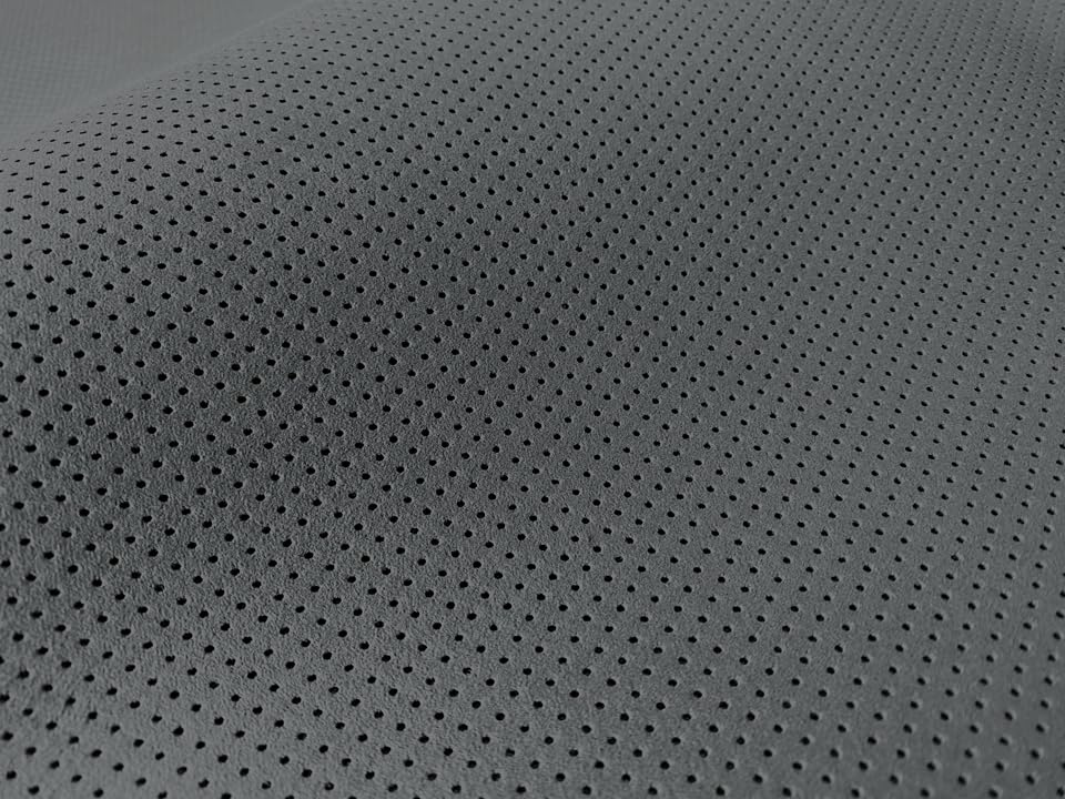 Premium Artificial Made In Japan Gray Perforated with Black Lining and Small Hole 135 X 44 Cm Suede-like Fabric, Leather, [Dark Spacing]