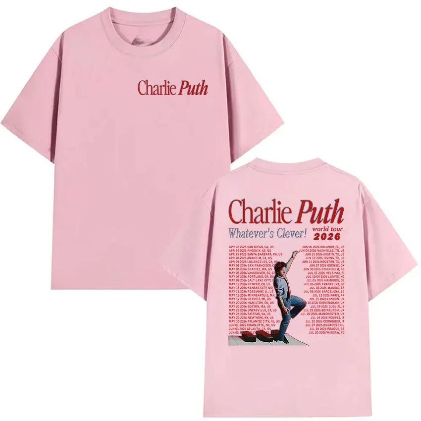 Rapper Charlie Puth Whatevers Clever World Tour 2026 Merch T Shirts Unisex Hip Hop Pop Music Short Sleeve Tshirt Y2k Streetwear