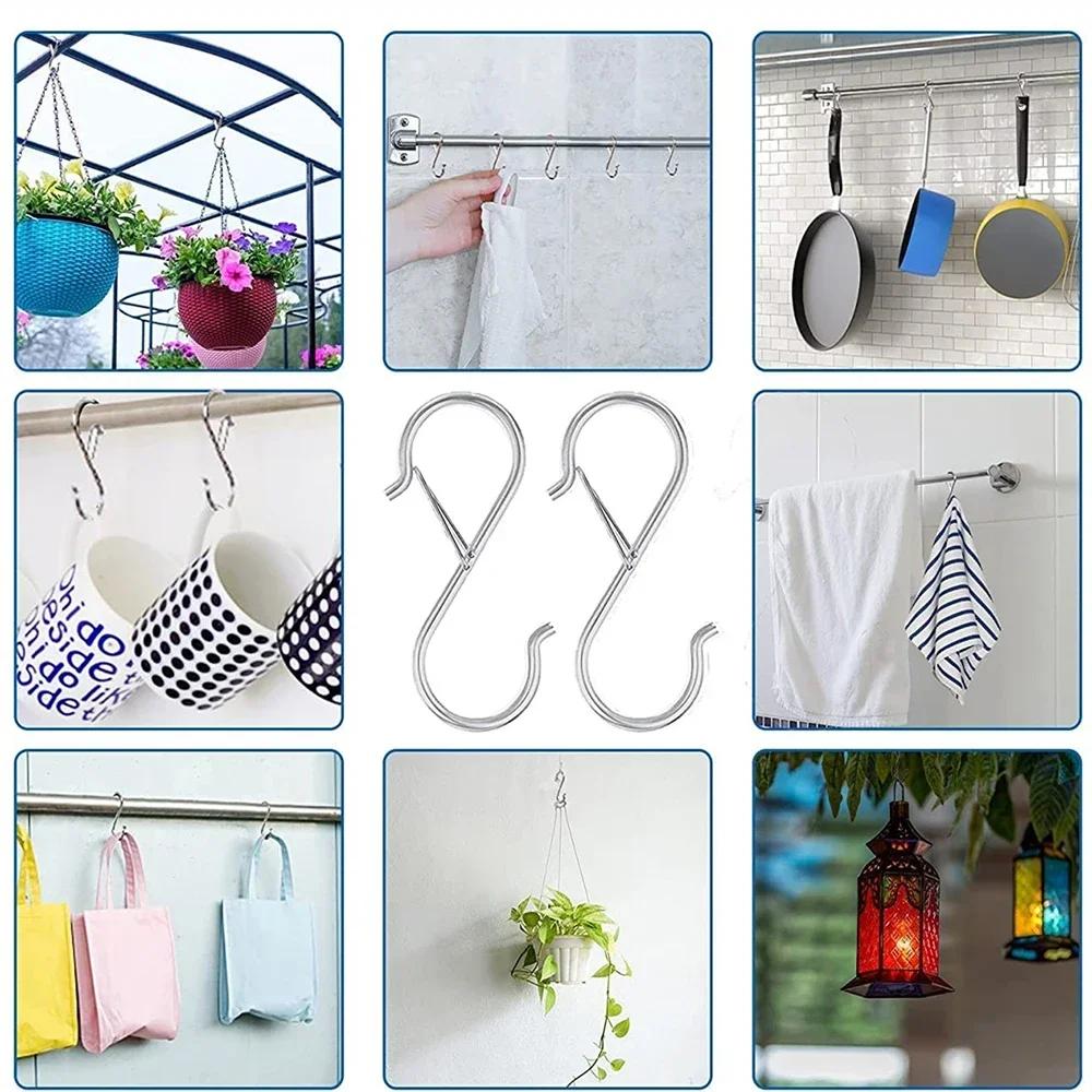 S-Shape Hook Stainless Steel Clothes Bags Towels Hanging Rack Multi-function Kitchen Bedroom S Hooks Home Storage Organizer