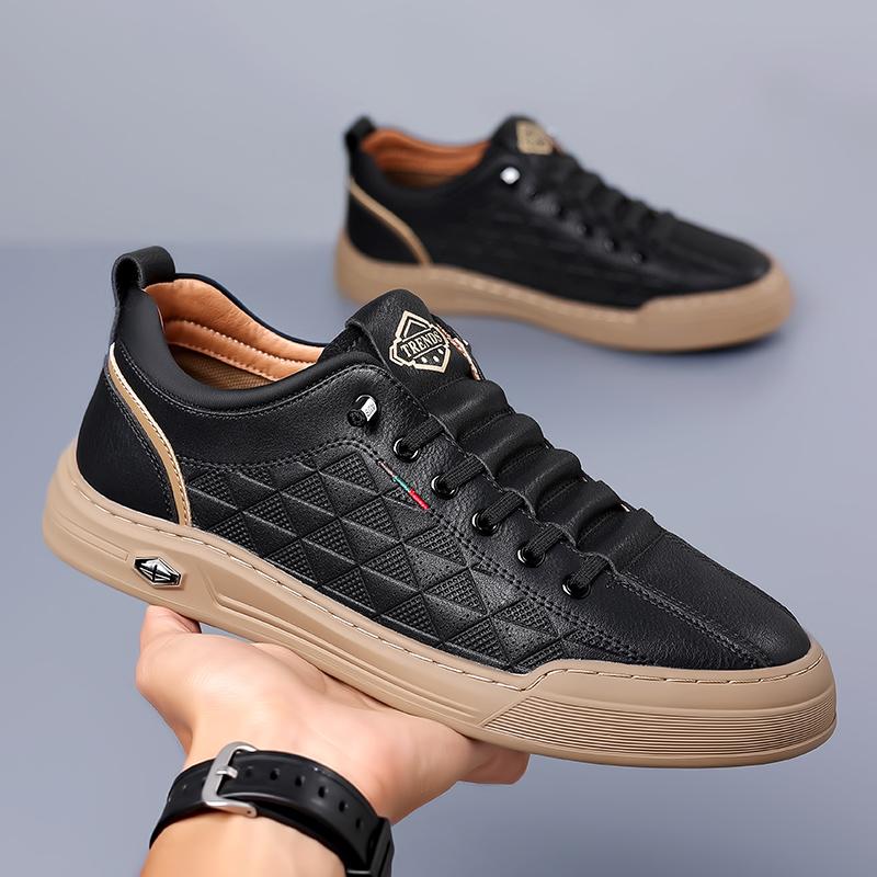 Fashion WAERTA New Handmade Shoes Genuine Leather Casual Shoes for Men Flat Platform Shoes Outdoor Footwear Loafers Breathable Sneakers
