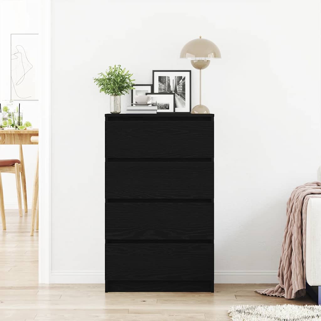 Sideboard Black Oak Effect 60 x 35 x 98.5 cm Engineered Wood