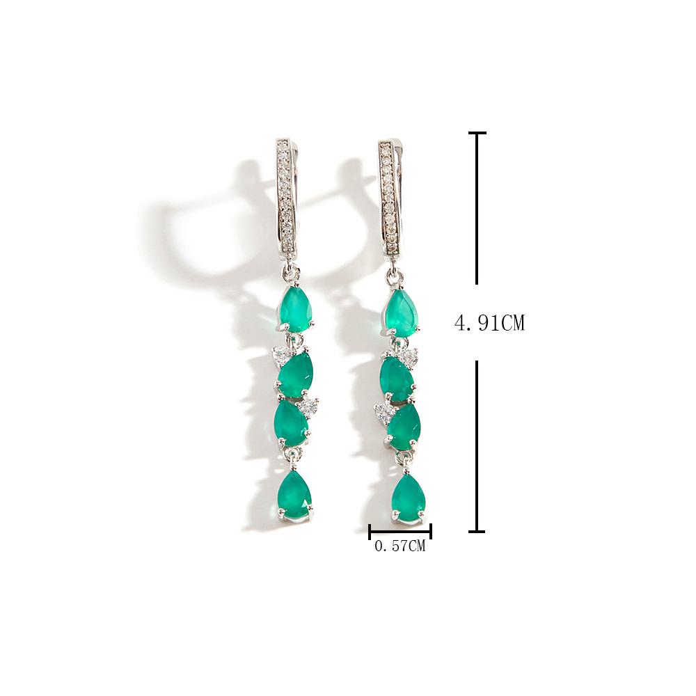 Elegant Fashion May Birthstone Natural Green Agate Sterling Silver Earrings Women's and Girls' Birthday Fine Jewelry