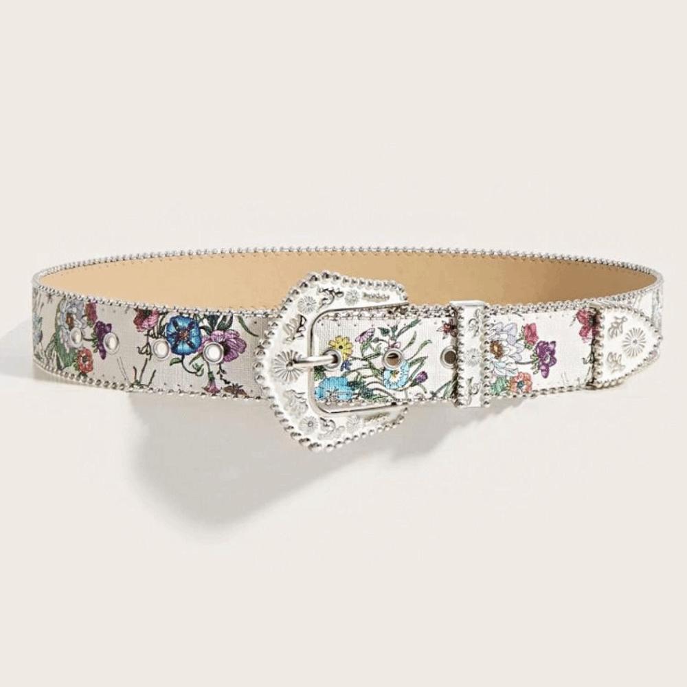 Printed PU Leather Waistband Korean Style Retro Waistband Fashion Floral Belt  Outdoor