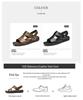 Large Summer Leather Cross-Strap Sandals, Sizes 45-46, Non-Slip Soft Sole Beach Flip-Flops for Men