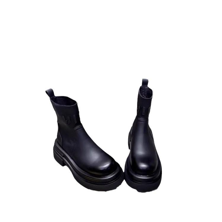 2024 autumn and winter British style letter Martin boots new cigarette boots round head thin boots thick sole heightening small short boots women
