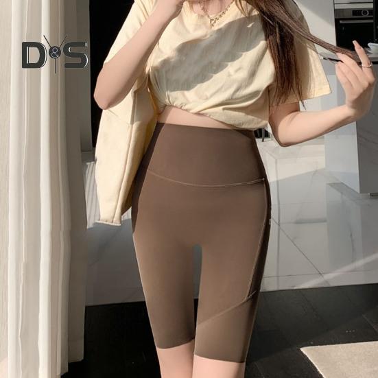 Sportovní legíny Shark Elastické Slim Fit Yoga Fitness kalhoty s vysokým pasem Jednobarevné šortky ke kolenům Letní tenké punčochové kalhoty s kapsou