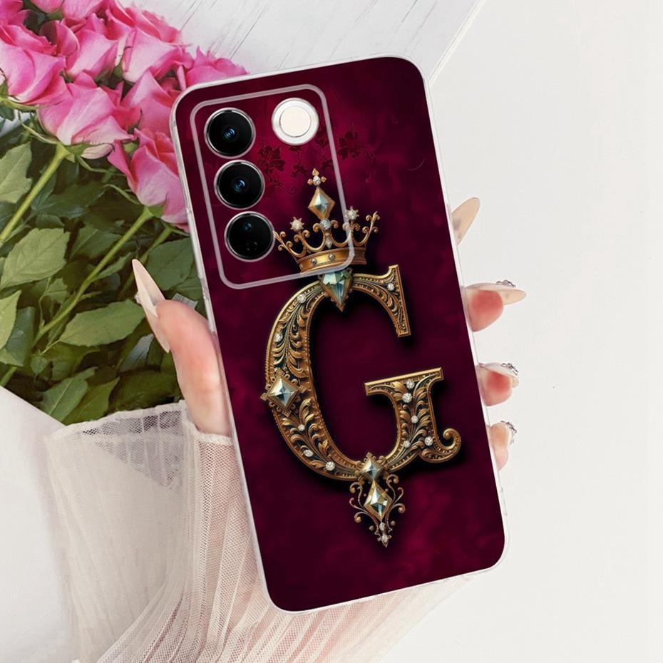 Fashion Crown Letter Case For Vivo V27 Pro V2230 V2231 Soft Silicone TPU Back Cover For Vivo V27 V27Pro Phone Cases