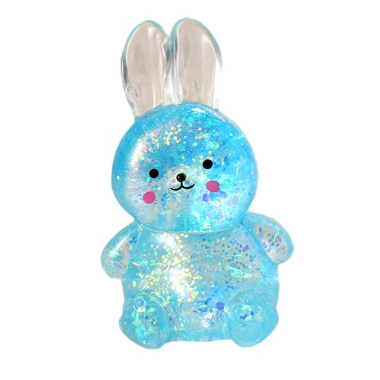 1/4Pcs Transparent Glitter Bunny Squeeze Toy Slow Rebound Stress Relief Cartoon Rabbit Sensory Toy Decompression Animal Stress Ball