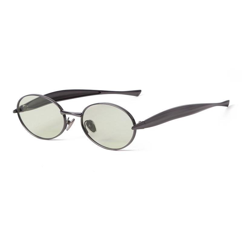 Retro Oval Sunglasses for Women Men Luxury Brand Designer 70s Trendy Gold Metal Streamline Legs Sun Glasses UV Protection 981C