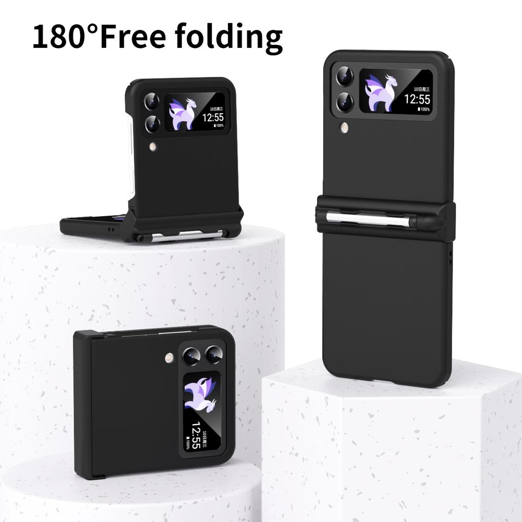 Capacitance Pen For Samsung Galaxy Z Flip 3 4 Dual Hinge Case With Touch Pen Slot Holder Cover For Galaxy Z Flip 4 5g Case Funda