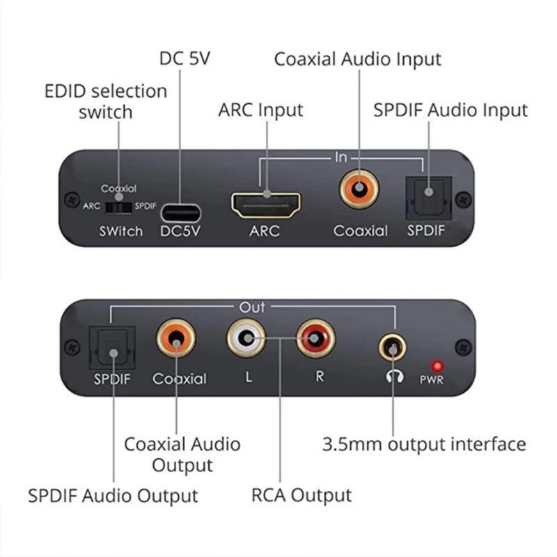 High Fidelitys Sound Converters With HDTV ARCs SPDIF Coaxials Input To Analogs L/R Stereo Output Universal Compatibility For Home Theater