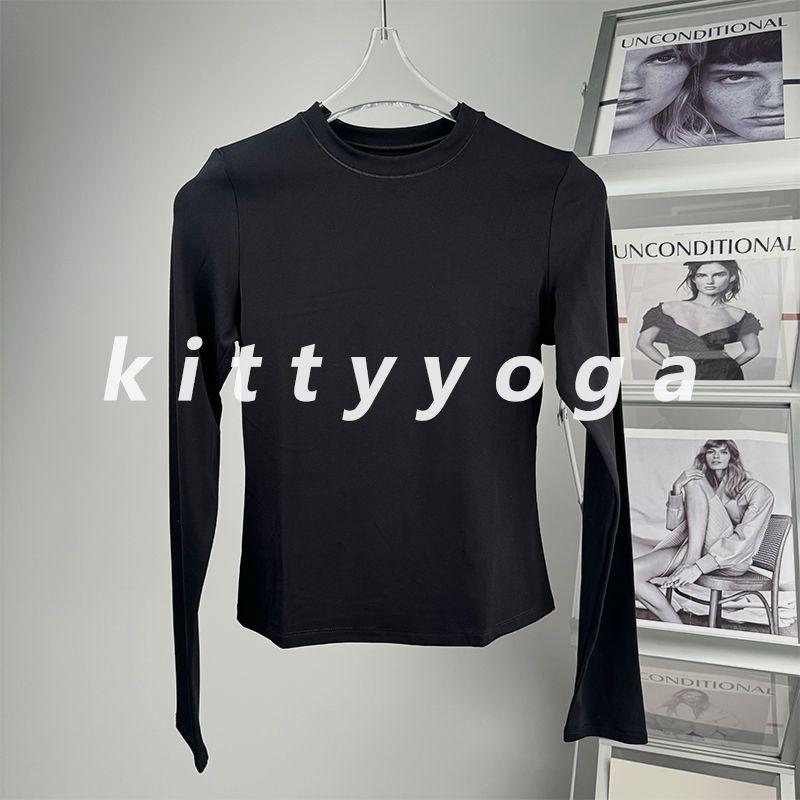 

Fall and Winter New round Neck Long Sleeve Yoga Wear Skinny Slimming Training Cycling Workout Bottoming Inner Wear Blouse Black XL