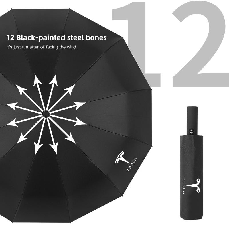 Car 12 Bone Black Gel Sunscreen Auto Folding Umbrella For Tesla  Model 3 Highland 2023 Model S Model X Model Y