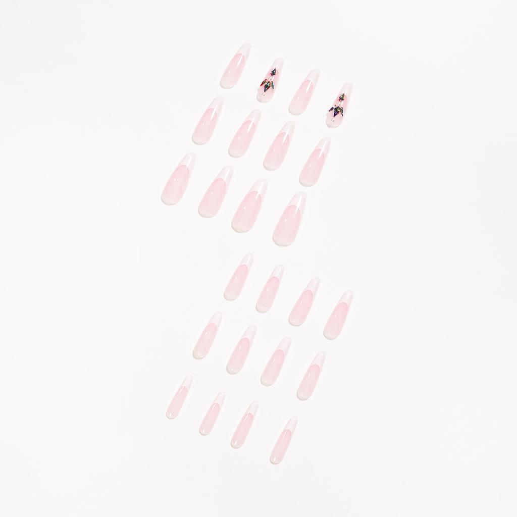 White French colored diamond false nail wearing nail art finished fake nail nail patch fake nail