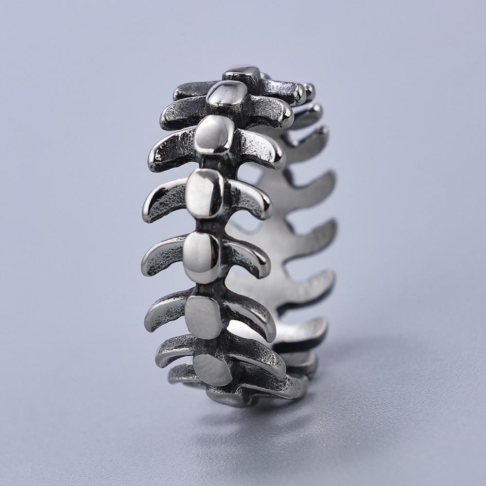 Titanium Steel Durable Colorfast Dragon Bone Design Trendy Retro High Street Ring for Men