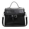 Trend niche high-end sense solid color versatile portable small square bag women's commuting simple oil wax leather messenger bag