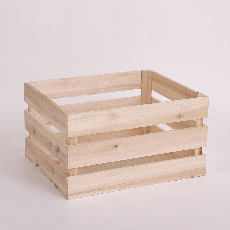 

Solid Wood Slat Display & Storage Box for Decoration and Photography Props Single-layer 40x26x8 cm