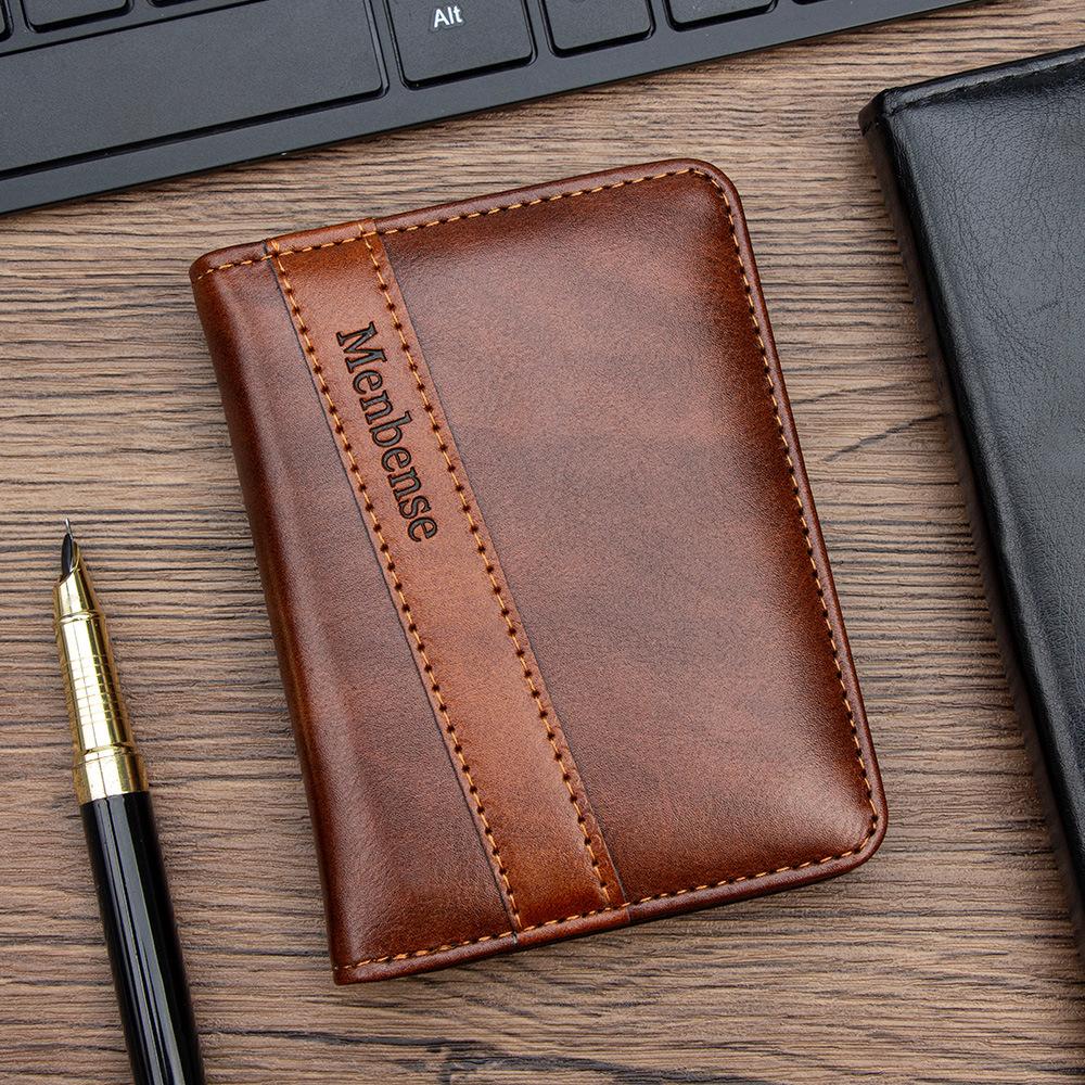 

Men s Business Wallet PU Leather Slim Card Holder Multi Slots Short Purse Fashion Male Clutch Money Bag Credit Card Holder коричневий