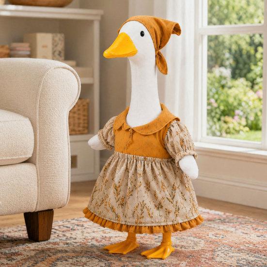 Jijijing Thanksgiving Porch Goose Outfit, Autumn Dress with Head Scarf for 23 Inch Statue, Outdoor Garden Yard Decor