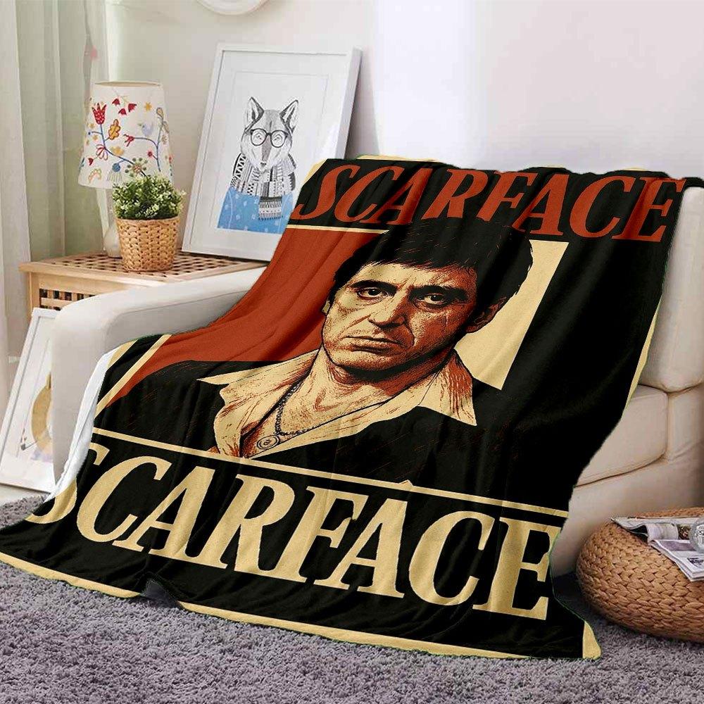 

1pc Scarface-Inspired Flannel Blanket - Soft Cozy All-Season Throw for Bedroom, Sofa, Camping, Travel - Perfect Gift for Movie FansB84 80cmx120cm(31inx47in)