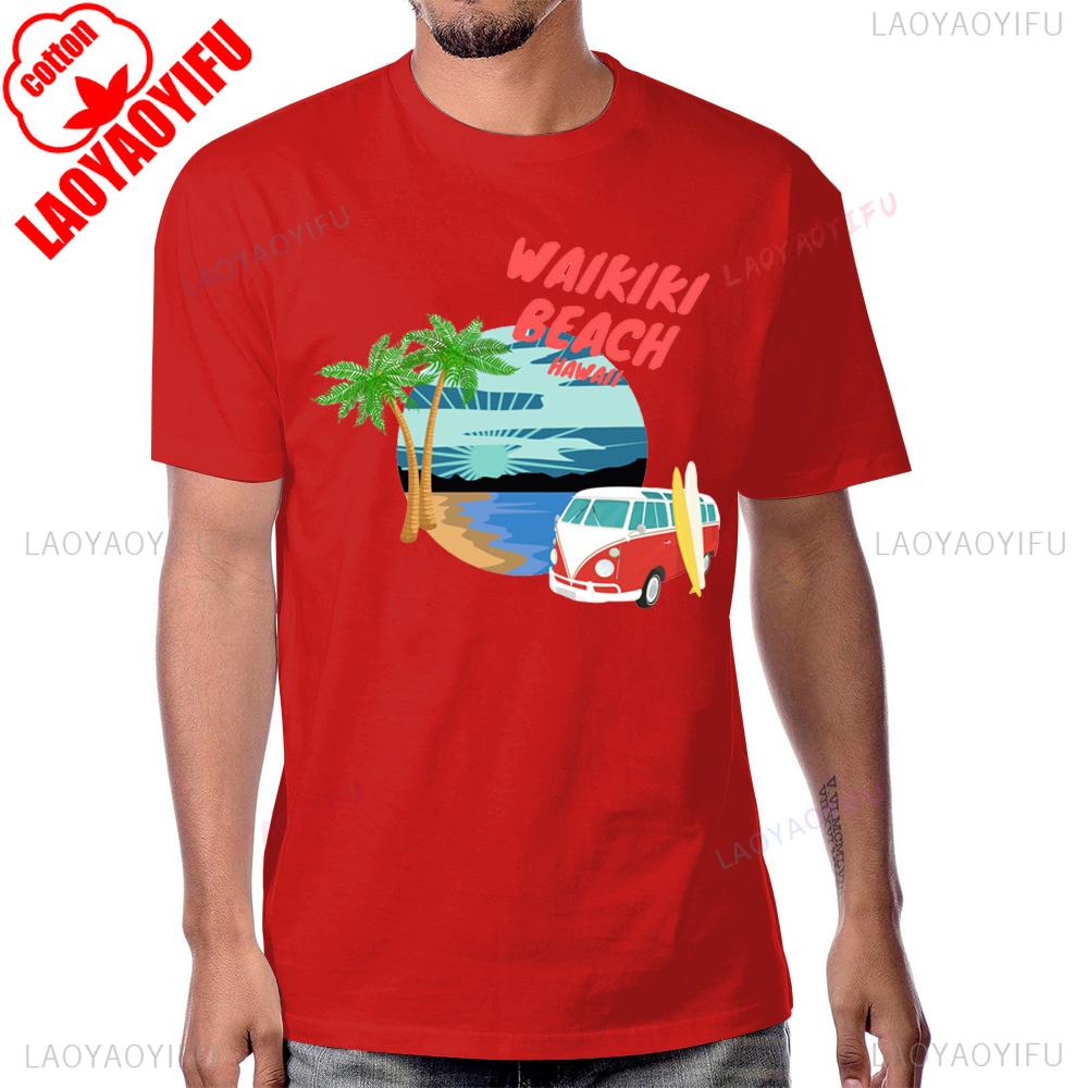 Summer Style OAHU HAWAII Beach Tshirt Casual Cotton Short Sleeve Streetwear Man Tshirt Harajuku Hip Hop Breathe Comfort Tees